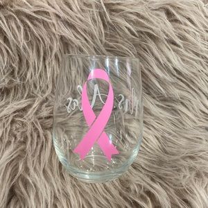 Breast cancer ribbon wine glass